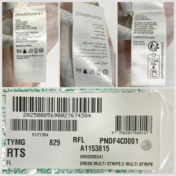 *SOLD* Zimmermann Halliday Stripe Bias Cut Long Sleeve Linen Maxi Dress US 8 NWT - Picture 5 of 15